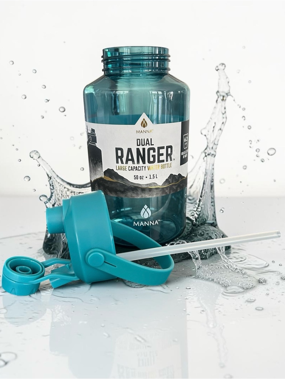 MANNA Dual Ranger Large Teal Water Bottle with Straw Cap Handle 50 oz. NEW